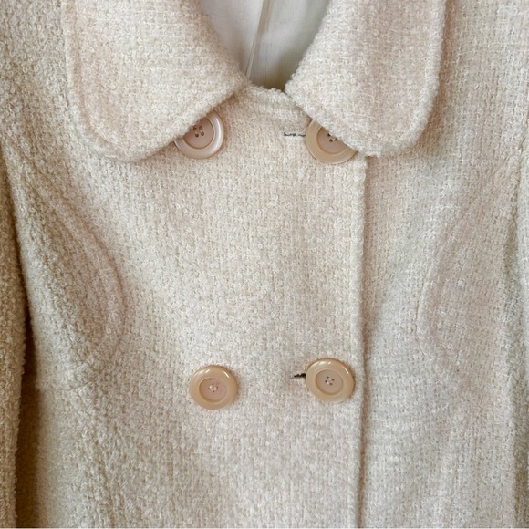 MARVIN RICHARDS Wool Tweed Cream Large Button Twee Pea Coat M - Picture 5 of 12